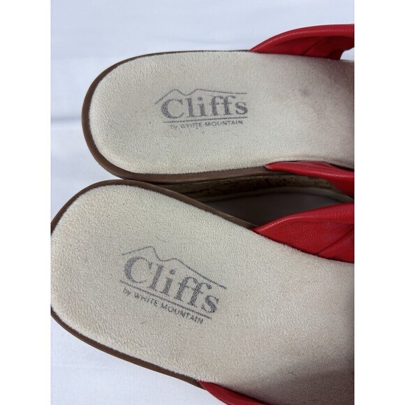Cliffs by White Mountain Adrielle Wedge Sandals Pop of Red 8 Criss Cross Straps - Picture 6 of 8